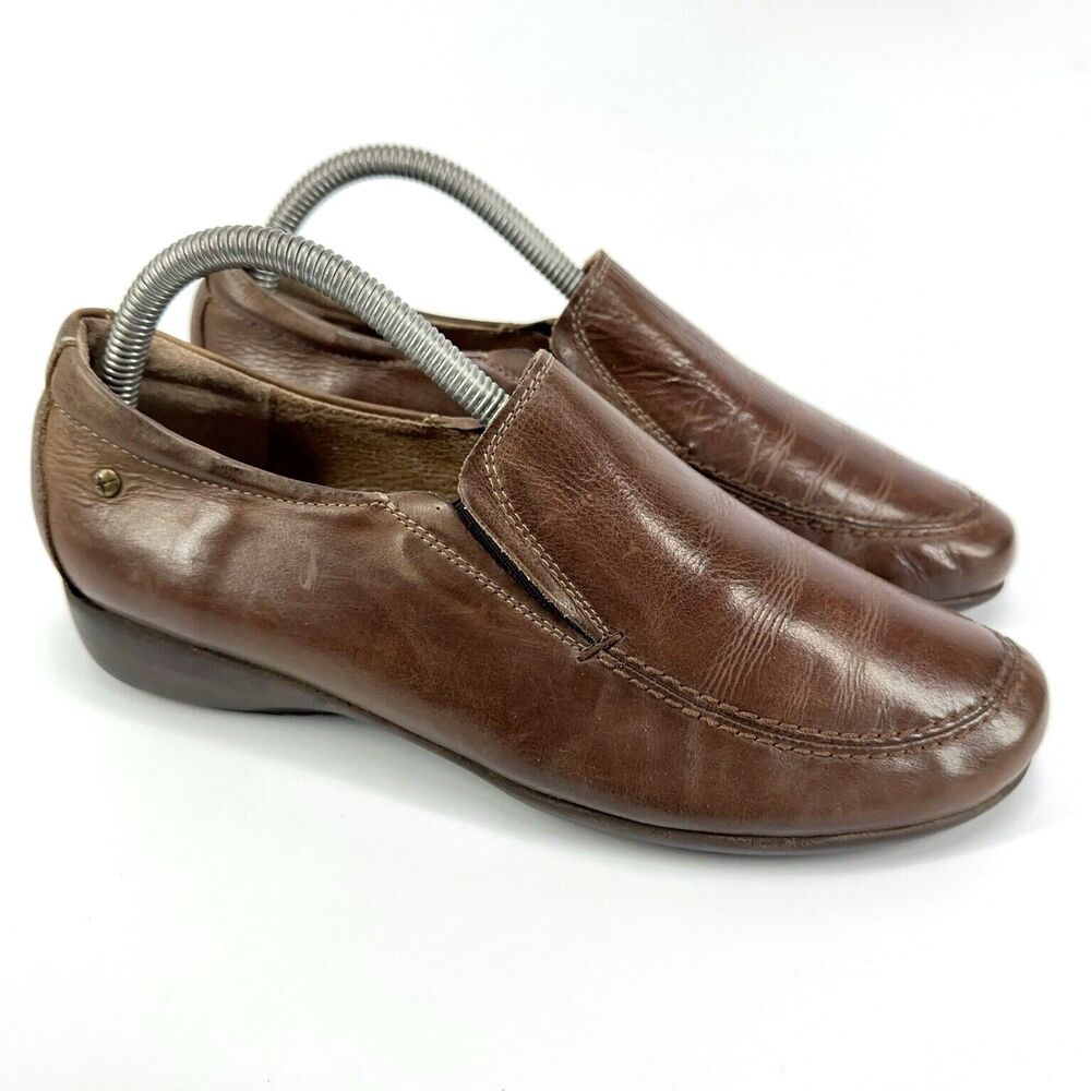 Women Pikolinos Brown Slip On Leather Loafer Mocassin Shoe Size 40 Made in Spain